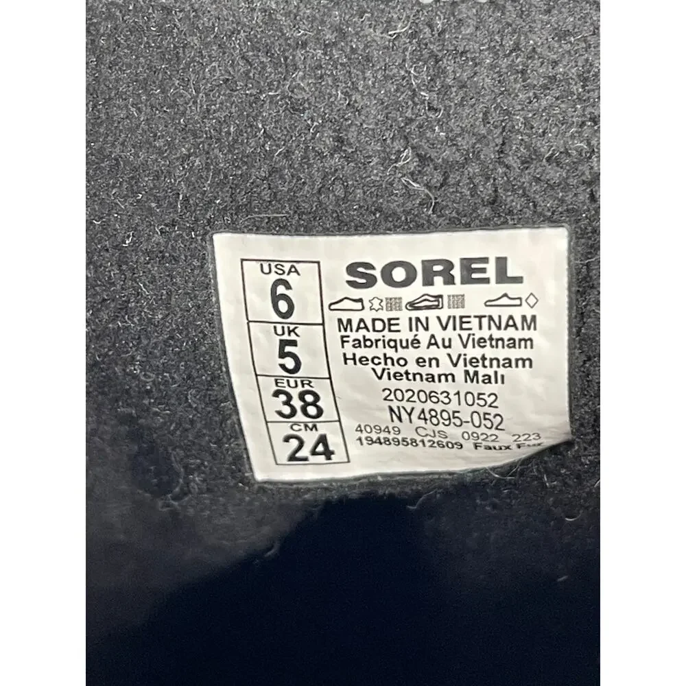 SOREL Gray Suede & Felt Waterproof Winter Boots Faux Fur Lined Size 6